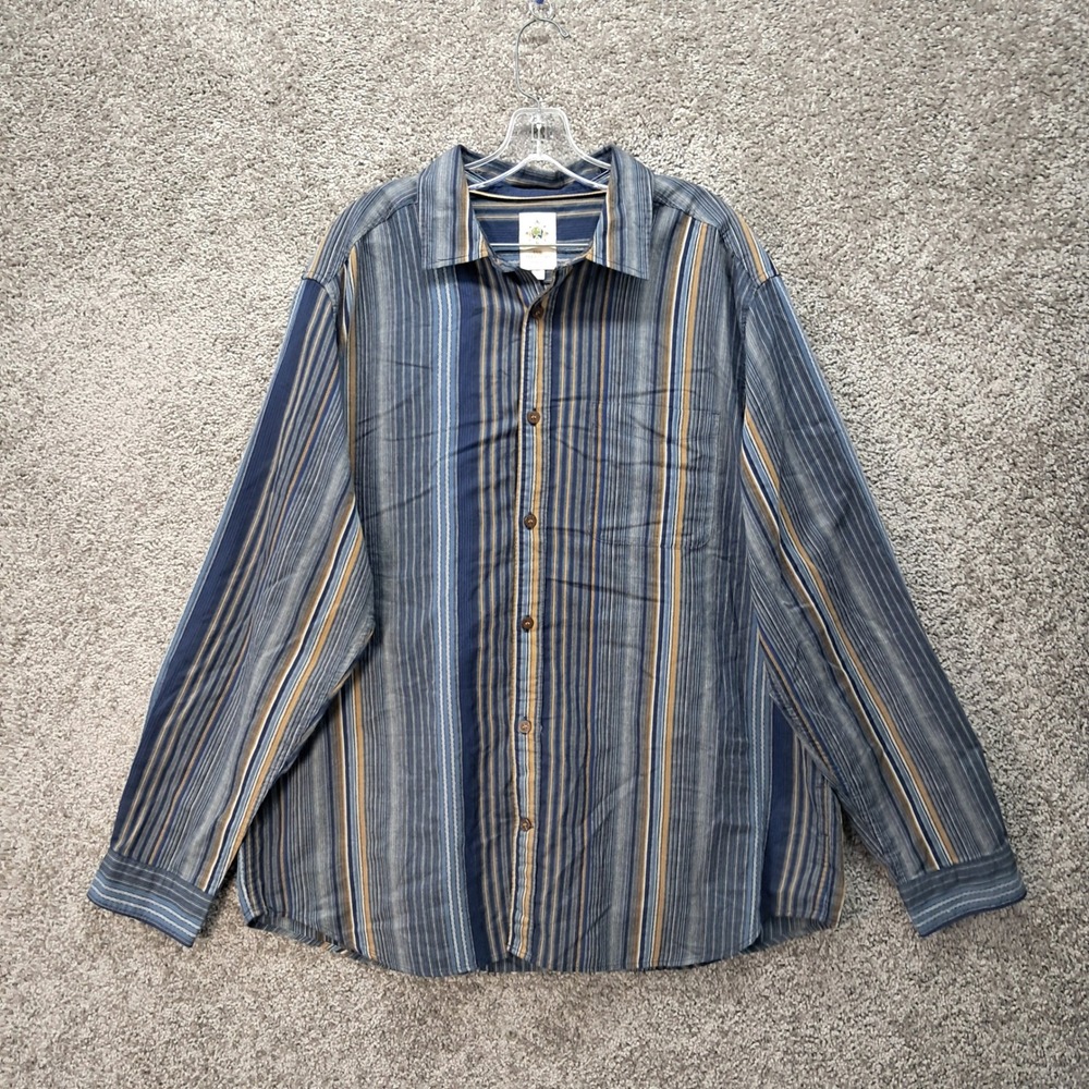 The Territory Ahead Mens XL Blue Striped Cotton Button Down Shirt Long Sleeve